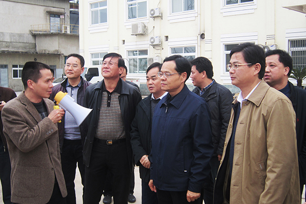 2013年12月，廣西自治區黨委副書記、人民政府主席陳武（右二，時任南寧市委書記）來武鳴錦龍調研